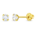 thumbnail image 1 of 14k Yellow Gold 3mm Clear Cubic Zirconia Prong Set Solitaire Screw Back Earrings, 1 of 7
