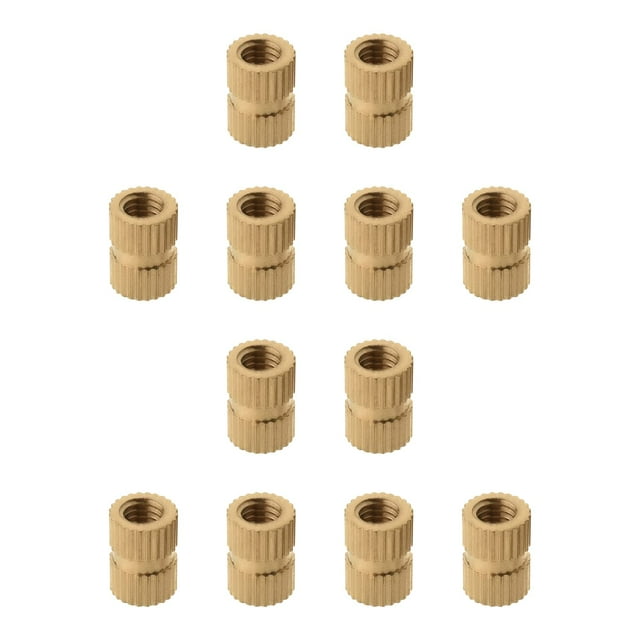 HUGFEGWE M5x10mm Female Thread Knurled Nuts Hx7mm OD Brass Threaded Insert Embedment Nuts Hydraulic Welded Joint Injection Molding Assortment Kit for 3D Printing Injection Molding 50PCS UA824-6545