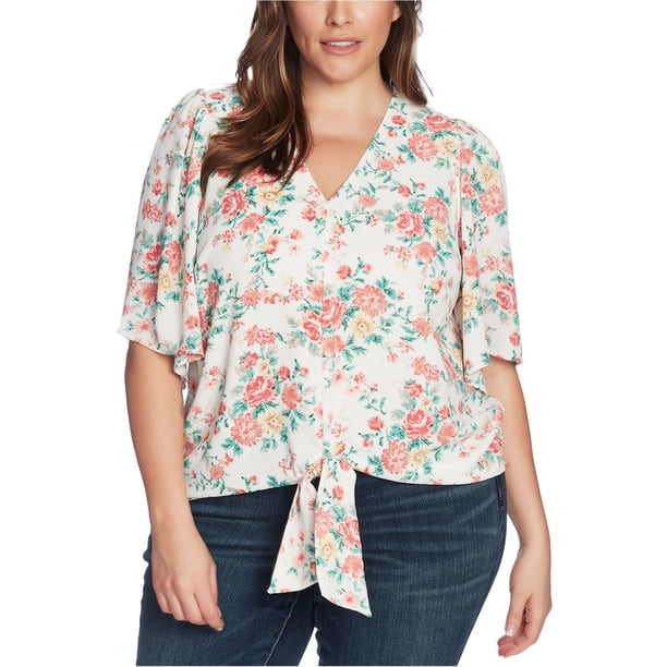 Blusa tipo suéter 1.STATE para mujer blanquecino 3X Ikat Bouquet