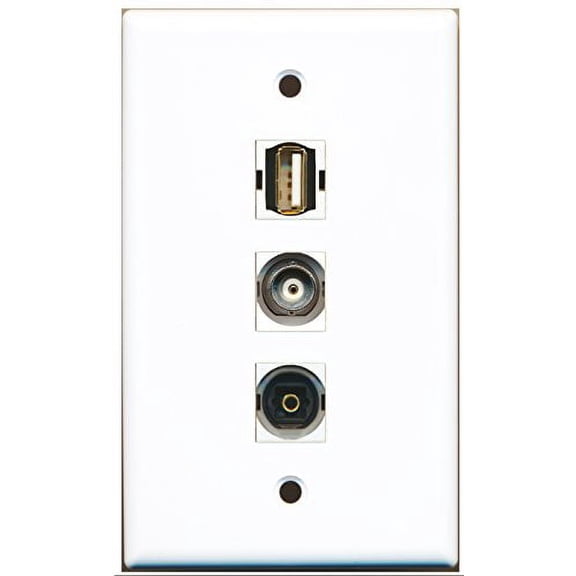 RiteAV - 1 Port USB A-A and 1 Port Toslink and 1 Port BNC Wall Plate