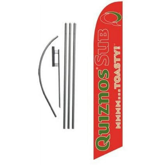 Quiznos Sub red 15ft Feather Banner Swooper Flag Kit - INCLUDES 15FT POLE KIT w/GROUND SPIKE