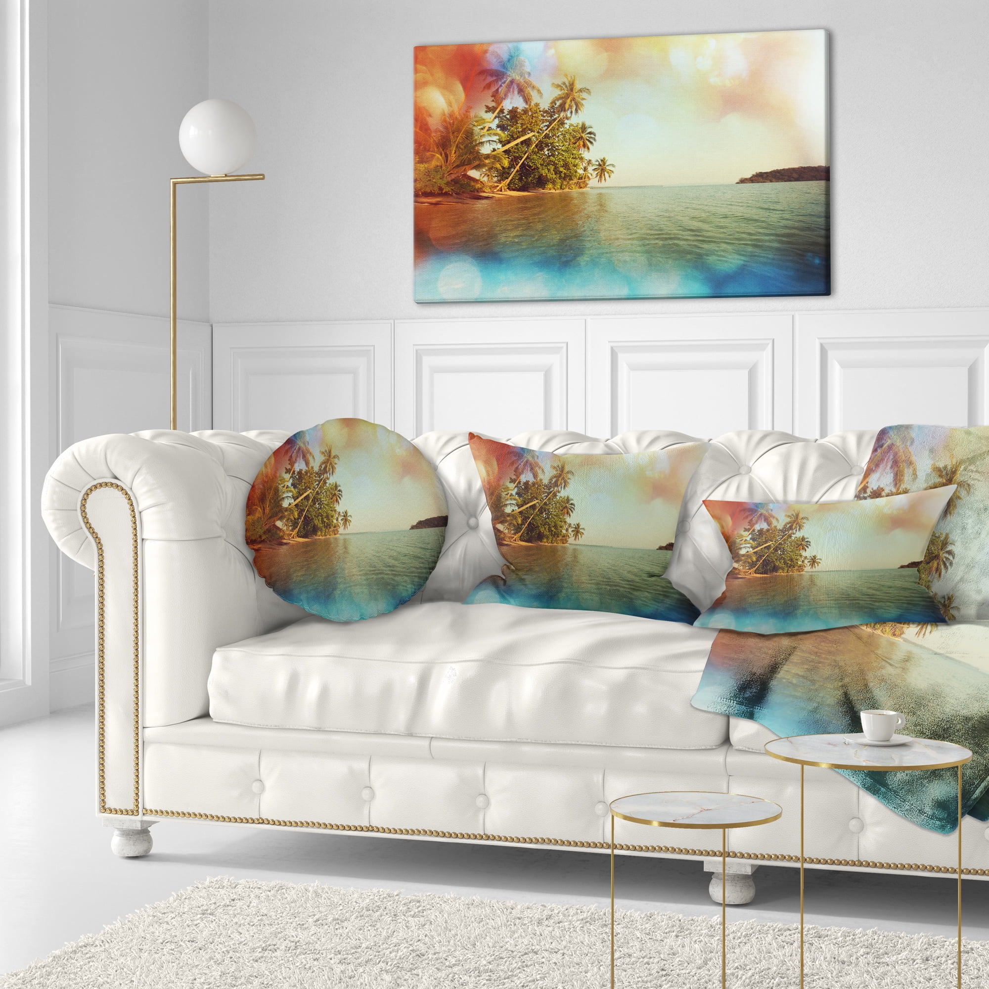 Designart 12" x 20" Blue Polyester Throw Pillow