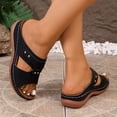 thumbnail image 5 of CYMMPU Women's Hollow Rivet Wedge Slide Sandals, Open Toe Cutout Platform Slip On Slippers, Casual Summer Daily Walking Shoes Black 41, 5 of 9