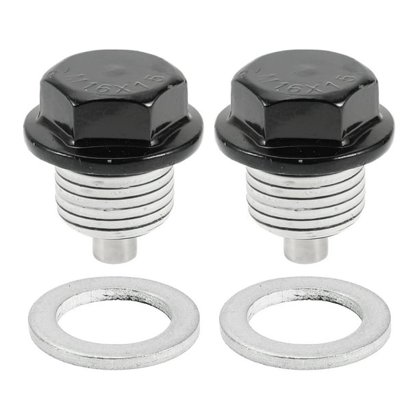 Reparación de tornillo de tapón de drenaje de aceite universal Unique Bargains, anti fuga, 2 juegos con junta, negro, blanco, magnético M16x1.5