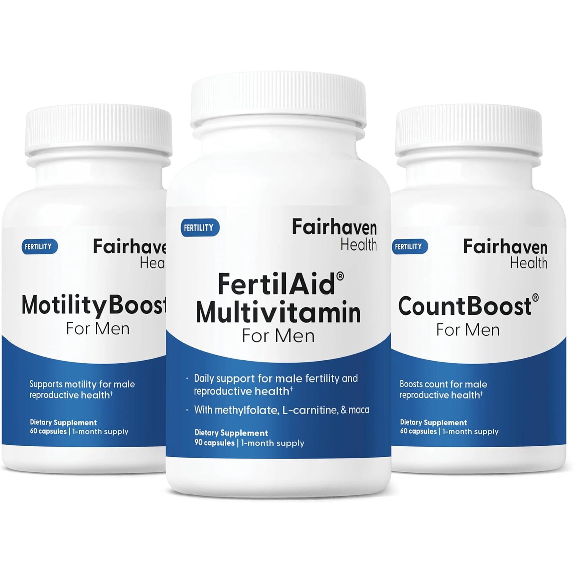 FertilAid for Men, MotilityBoost, Countboost Bundle (1 Month Supply) Fertility Supplements