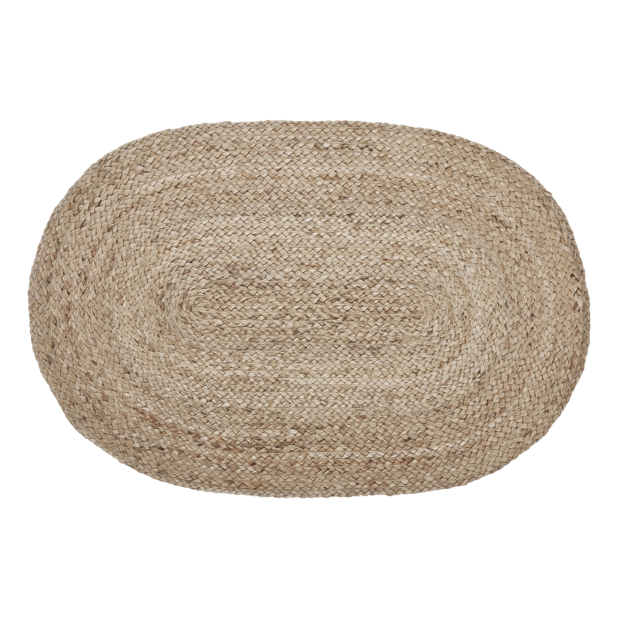 VHC Brands Jute Rug 24x36 w/Pad, Jute Area Rug, Accent Rug, Floor Decor, Braided, Natural Jute Collection, Oval 24x36, Natural