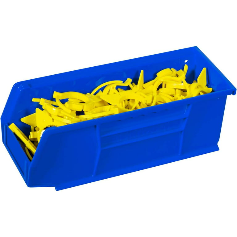 Akro-Mils 30224 AkroBins Plastic Hanging Stackable Storage Organizer Bin,  11-Inch x 4-Inch x 4-Inch, Blue, 12-Pack - Open Home Storage Bins 