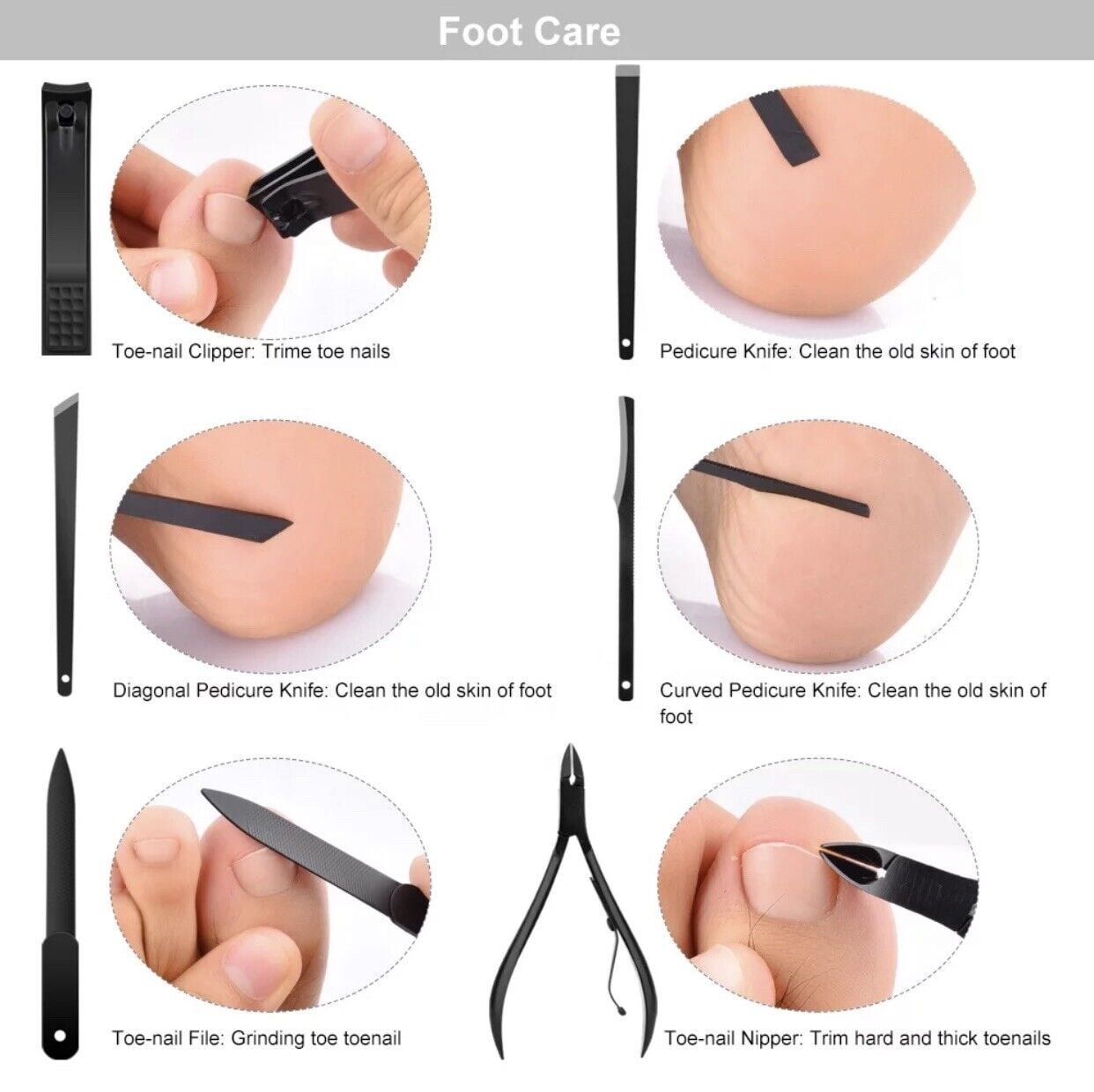 Cterwk 18 PCS Manicure Pedicure Set Nail Clipper Dead Skin Remover Kit Hand and Foot Care