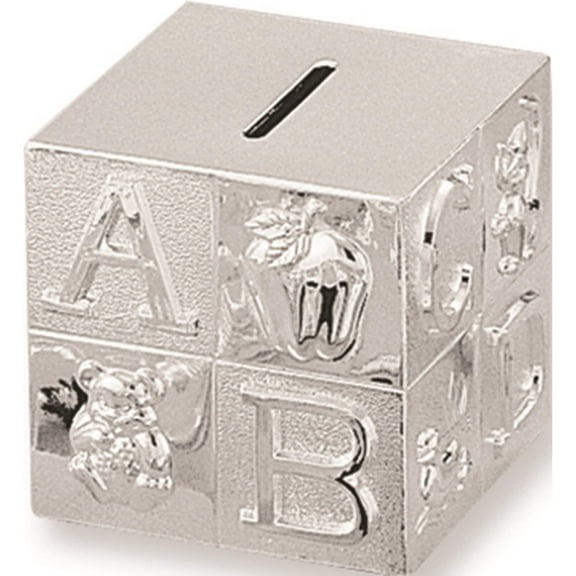Fashion Silver-Plated Baby Block Bank (3.25 X 3.25) Made In China gl5271