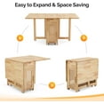 thumbnail image 3 of VINGLI Folding Dining Table Extendable Drop Leaf Foldable Table 5 Piece with 4 Chairs 2 Drawers and Wheels for Kitchen Space Saving，Natural, 3 of 9