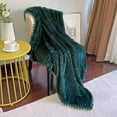 thumbnail image 1 of DISSA Flannel Fleece Blankets with Pompom Fringe Lightweight Soft Throw Blanket Fit Sofa Queen Bed(Green,90x90"), 1 of 9