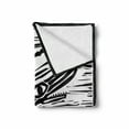 thumbnail image 2 of Whale Soft Flannel Fleece Blanket, Woodcut Style Illustration of a Marine Mammal Vintage Stripy Frame Composition, Cozy Plush for Indoor and Outdoor Use, 50" x 60", Black and White, by Ambesonne, 2 of 6