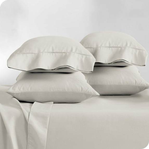 Bare Home Premium 1800 Ultra-Soft Double Brushed Microfiber Pillowcase Bulk Pack, King, 4 Pack, Ivory