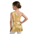 thumbnail image 5 of iiniim Girls Metallic Ballroom Latin Dance Dress Tassel Crop Top and Fringe Skirted Shorts 2 Piece Outfit Gold 14, 5 of 7