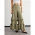 thumbnail image 3 of High-Waist Wide-Leg Linen Trousers with Tassel-Hem, 3 of 6
