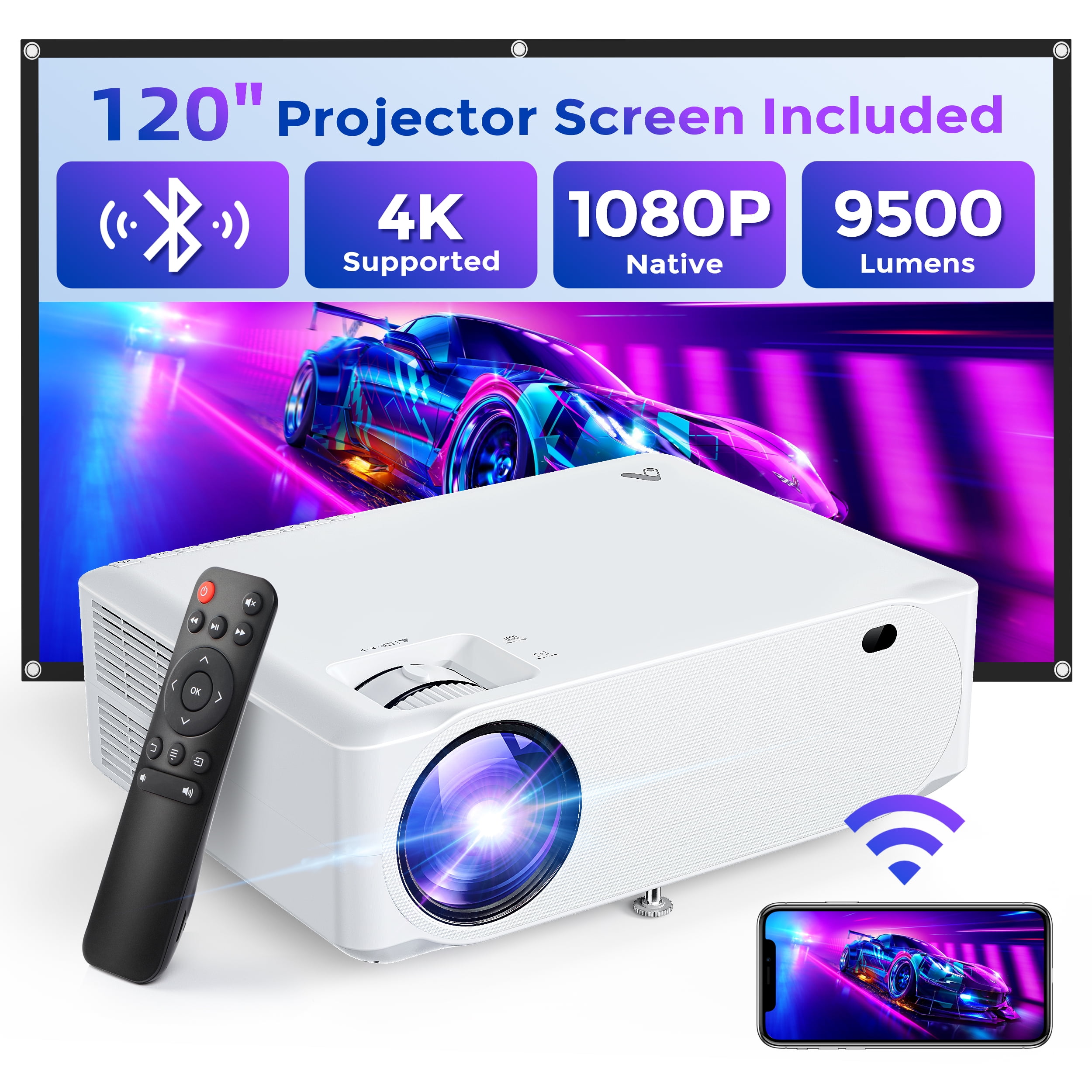 VicTsing WLAN LED Projektor Bluetooth Heimkino Beamer 1080P VGA/USB/HDMI/AV/SD 