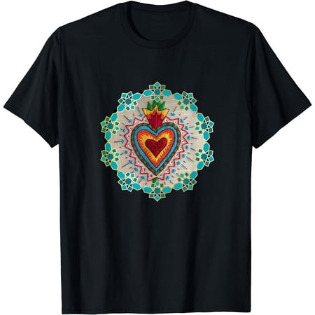 RETRO Sacred Heart Mexican Folk Art TOPS Corazón MX Top T-Shirt
