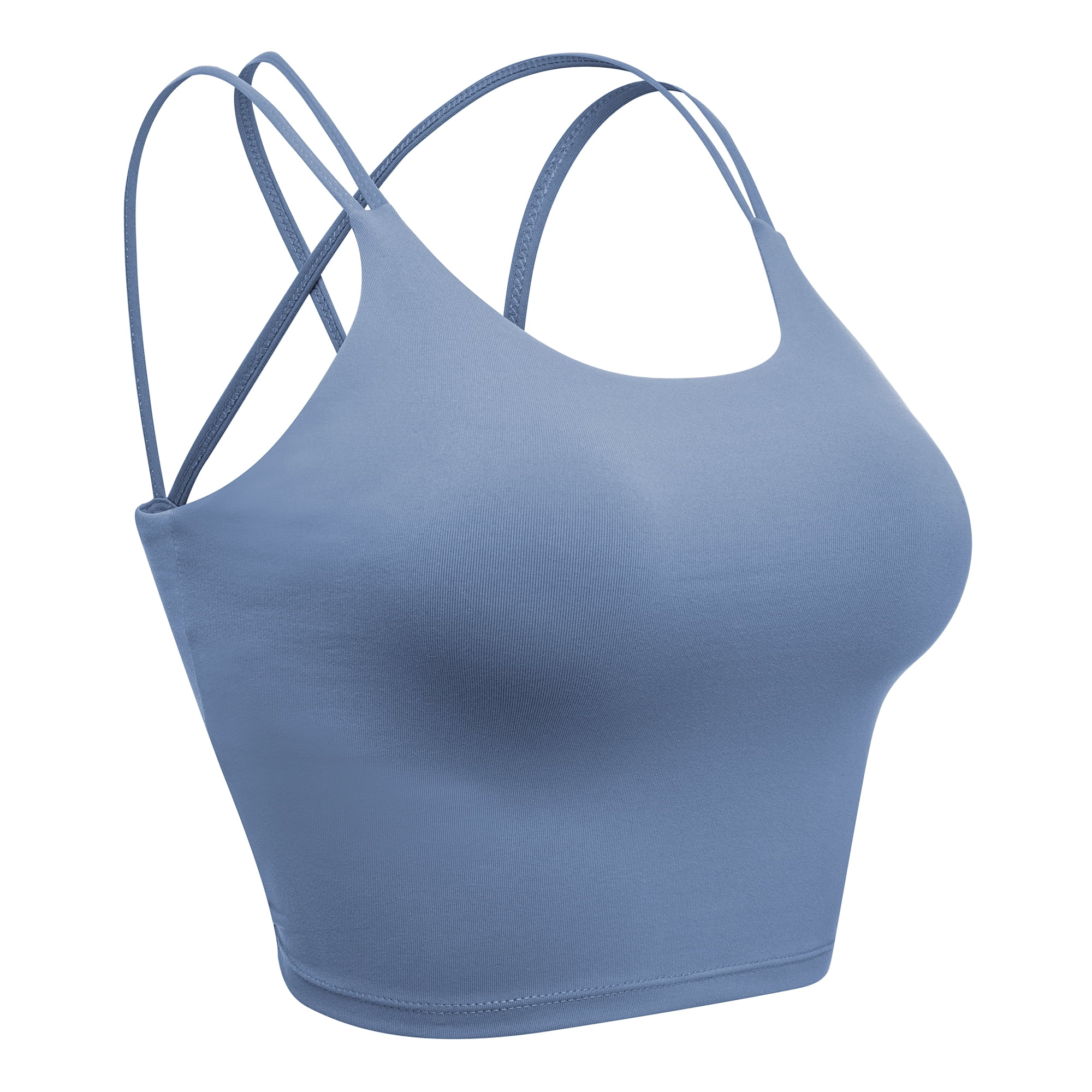 Cross Back Sport Bras, Padded Strappy Cross Cropped Bras for Yoga