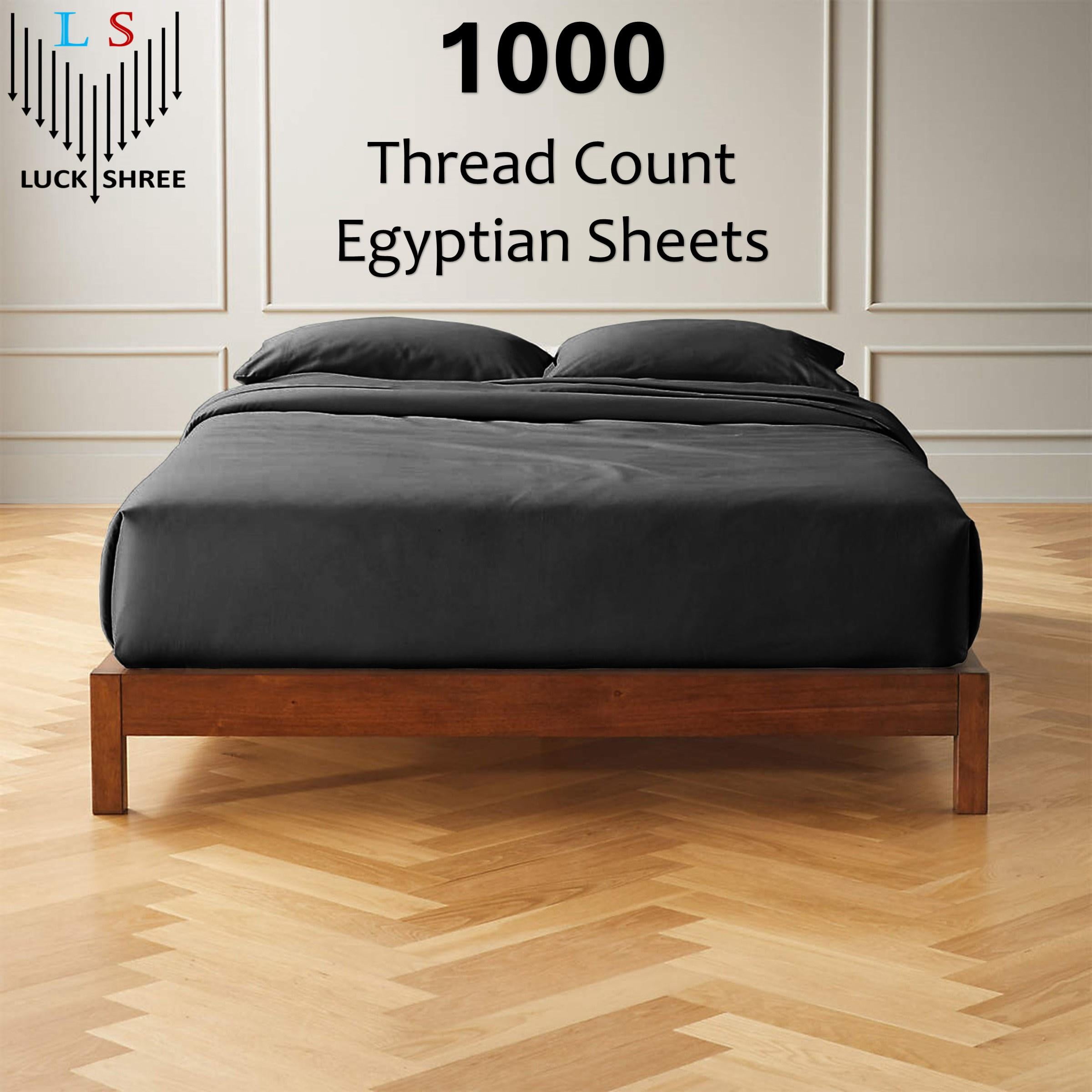 Parure De Lit King Size 1500 Fils - Coton égyptien - 5 Pièces - Noir - Luxe