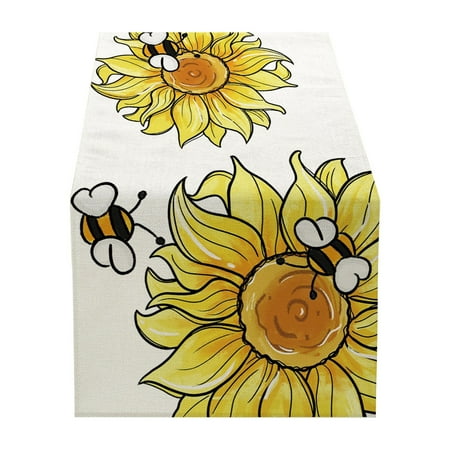 

Ongmies Room Decor Clearance Table Cloth Summer Lemon Sunflower Table Banner Border Home Table Coffee Table Decoration Table Of Flax Printing C