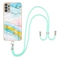 thumbnail image 2 of Allytech Galaxy A32 5G Case [Not for A32 4G Phone], Luxury Marble Pattern TPU Rubber Slim Fit Anti-scratch Shock-absorbing Back Cover with Shoulder Strap Case for Samsung Galaxy A32 5G, Green Pink, 2 of 4