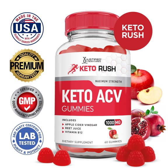 Keto Rush ACV Gummies 1000MG Dietary Supplement 60 Gummys