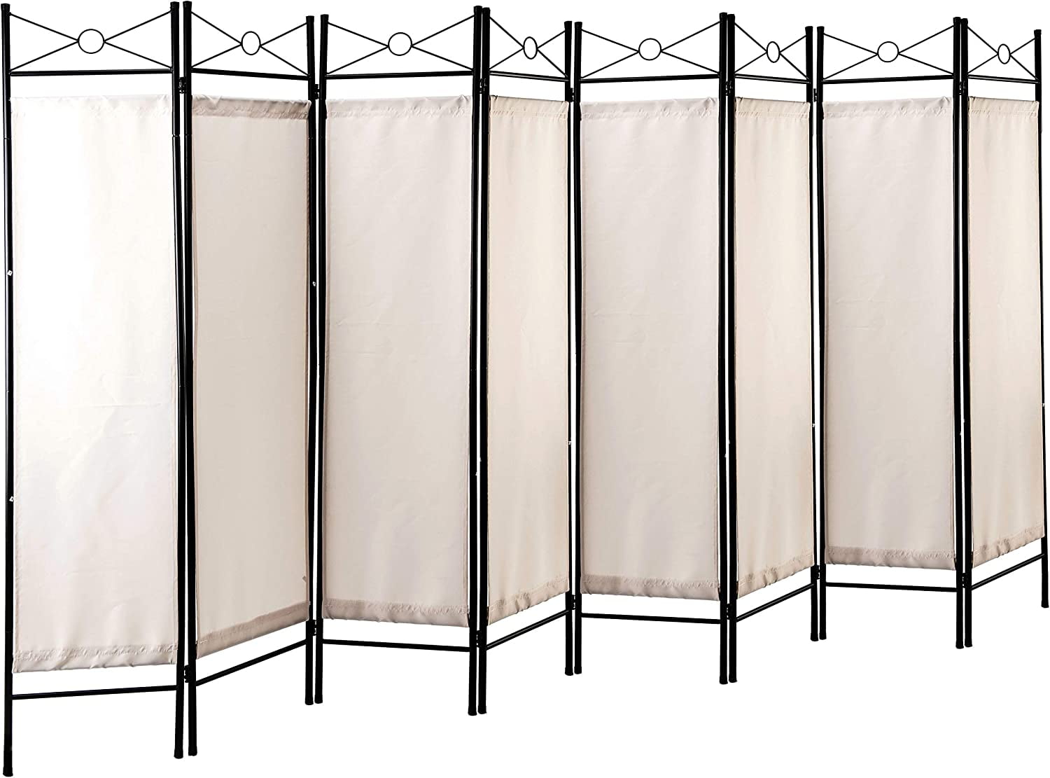8 Panels Room Dividers Privacy Screen Washable Fabric Metal White Color