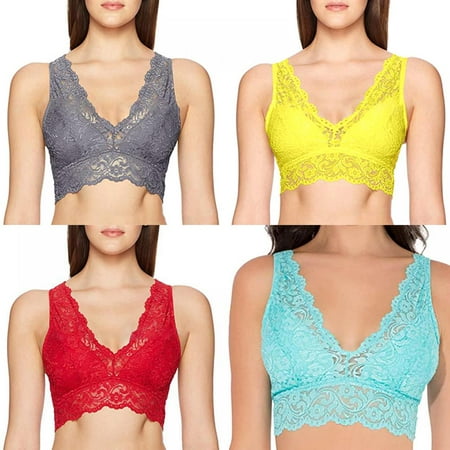 

4Pcs European And American Solid Color Adjustable Bra Lace Beautiful Back Big Breasts Small Top Support Simple S-3Xl