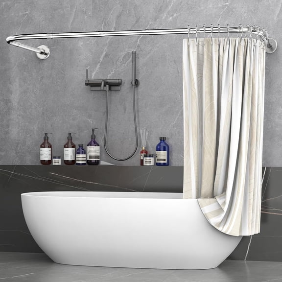 U Shaped Shower Curtain Rod, 29.5"x(59-74.8") x29.5", Silver