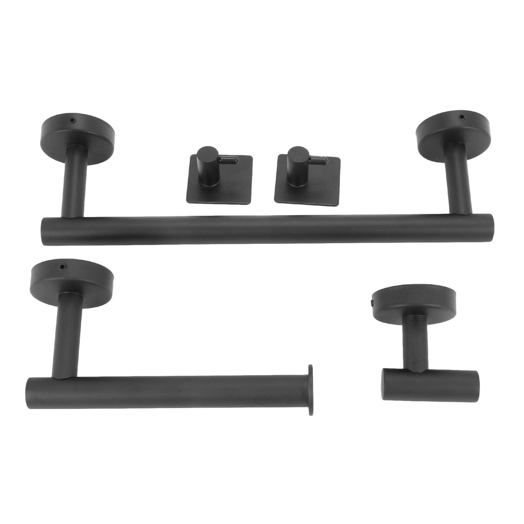 5-Pieces Matte Black Bathroom Hardware Set Stainless Steel Round Wall Mounte g1t 