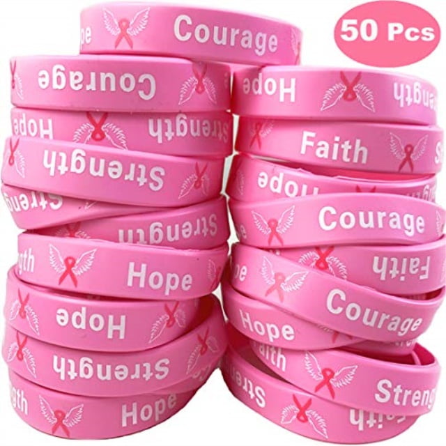 50 Bracelets 50 Breast Cancer Pink Camouflage Silicone Bracelets