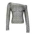 thumbnail image 2 of Txlixc Tops transparentes de malla para mujer, estilo informal para mujer, color sólido, hombros descubiertos, manga larga, hueco, delgado, pareo de playa Txlixc Moda, 2 of 9