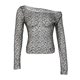 thumbnail image 2 of SAYOO Tops transparentes de malla para mujer, estilo informal para mujer, color sólido, hombros descubiertos, manga larga, hueco, delgado, pareo de playa SAYOO Moda, 2 of 9