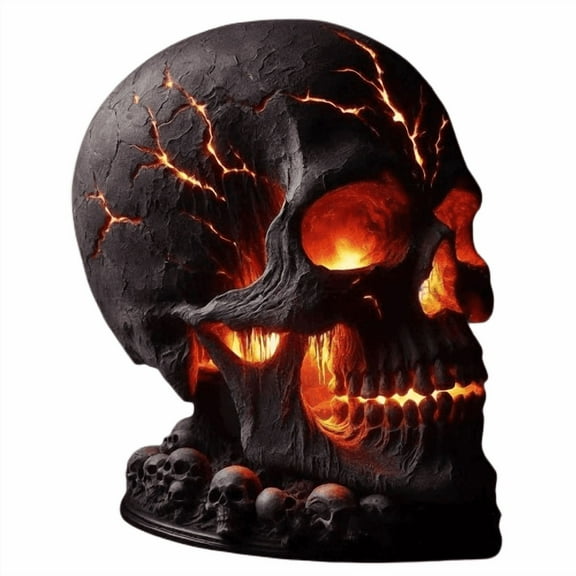 Sylchomon Realistic Skull LED Table Lamp Battery Operated Halloween Decor House of Ghosts Gothic Gift Creepy Ambiance Spooky Light for Themed Parties