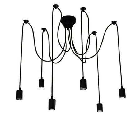 

Lixada 6 Arms(each with 1.8m wire) Ajustable DIY Ceiling Spider Lamp Light E26 Retro Chandelier Pendant Dining Hall Bedroom Hotel