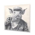 thumbnail image 2 of Designart "Thirsty Pig II" Animals Metal Art Print, 2 of 5