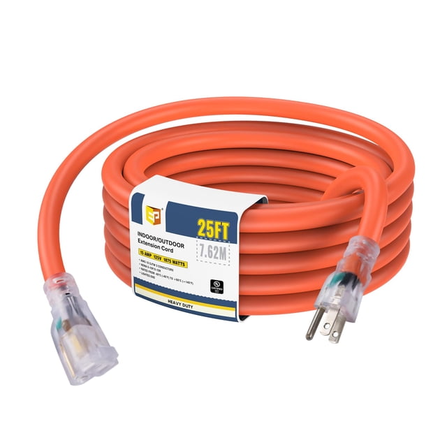 Cable de extensión EP, 25 pies, iluminado para exteriores, 10/3, 15 A, 125 V UL