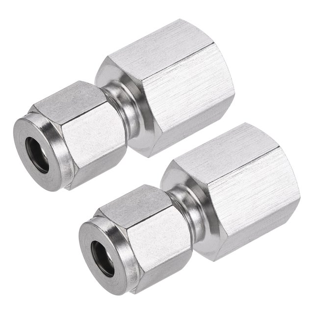 Unique Bargains G1/4 Female Thread x 1/4' Tube OD Compression Tube Fitting 304 Stainless Steel 2Pcs