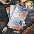thumbnail image 6 of Orange Navy Blue Coral Kitchen Towels Set of 2, Water Absorbent Dish Towel, Summer Beach Coastal Ocean Decorative Hand Towels - Quick Drying Cloth for Cooking Baking, 18x28 Inch, 6 of 8