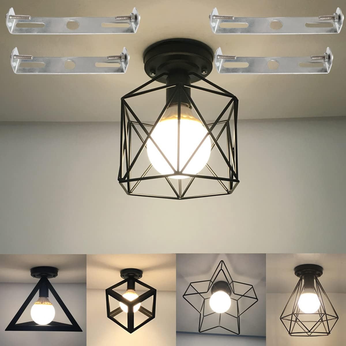 RGHJAR-8Pieces Light Fixture Mounting Bracket Crossbar Kit for Ceiling Pendant Wall Light Sconce Mounting Plate with Screws