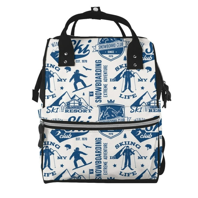 Disketp Skiing Enthusiast for Large Capacity Multi-pocket Baby Bag, Multifunctional Travel Backpack Diaper Bag, Care Bag, Unisex, Fashionable and Durable