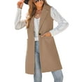 thumbnail image 1 of Fashnice Veste Sans Manches pour Femme, Gilet à Revers, Manteau Sans Manches, Gilet Décontracté d'Hiver Chaud, Manteau Kaki P, 1 of 4