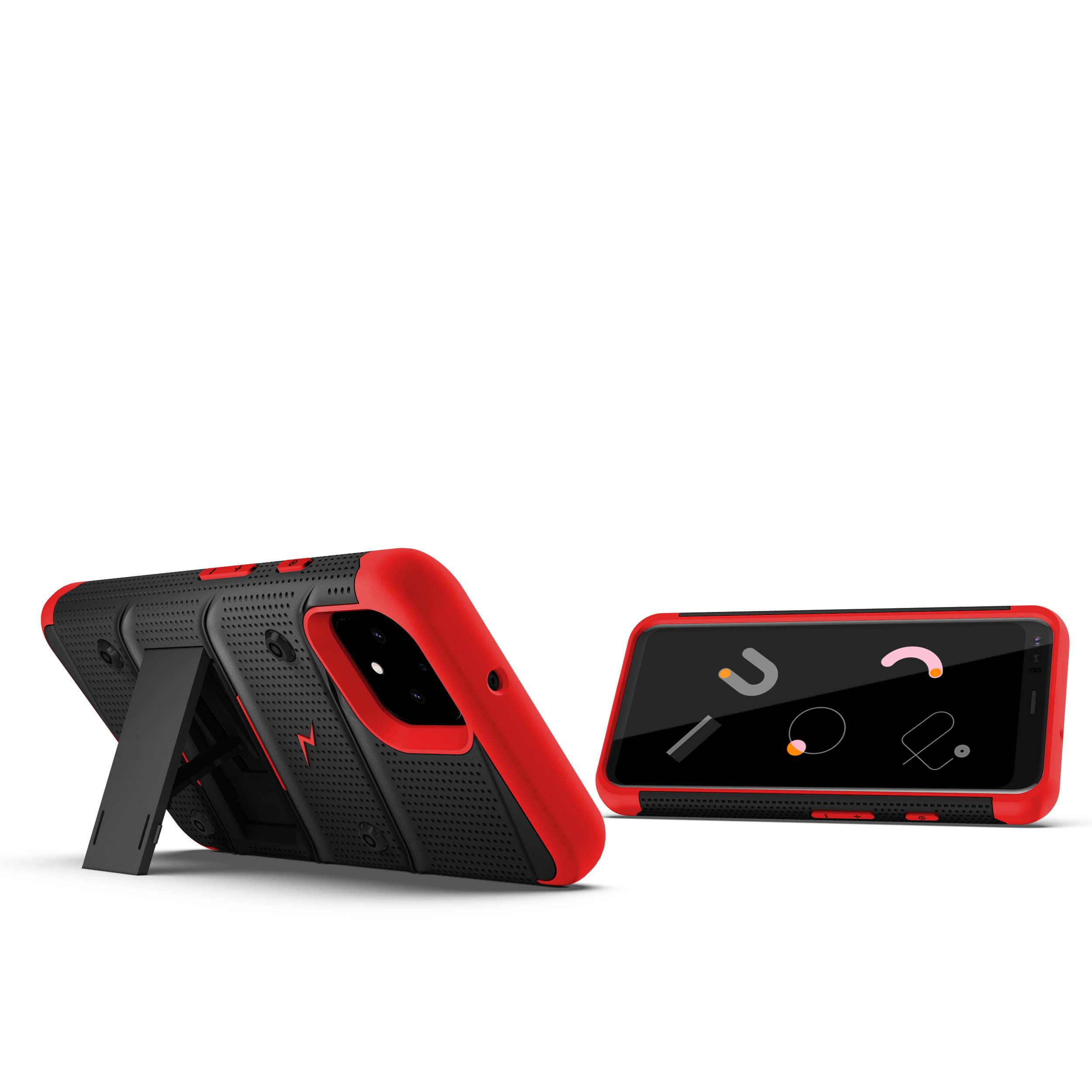 ZIZO BOLT Series Google Pixel 4 XL Case | Heavy-duty Military-grade Drop Protection w/ Kickstand Included Belt Clip Holster Tempered Glass Lanyard (Black/Red)