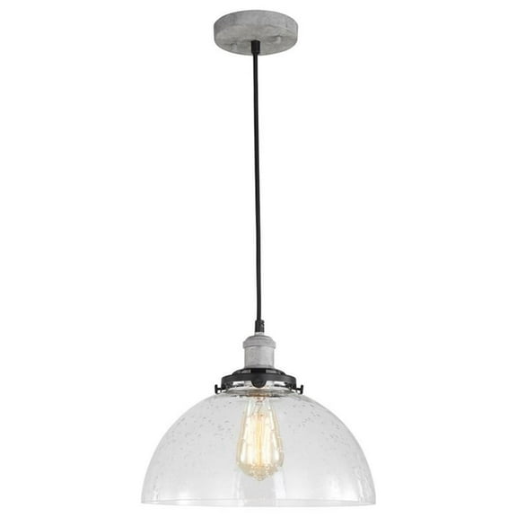 Woodbridge Lighting Fulton Dome Metal Mini Pendant with ST75 Bulb in Gray/Clear