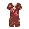 thumbnail image 3 of yievot Women's Pajama Set Soft Short Sleeve Top With Shorts Floral Printed Loungewear Sleepwear Pajamas, 3 of 4