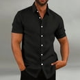 thumbnail image 2 of Qwertyu Men's Casual Button Down Shirts Short Sleeve Summer Beach Shirt Fashion Vacation Wedding Shirts Black 3XL, 2 of 5