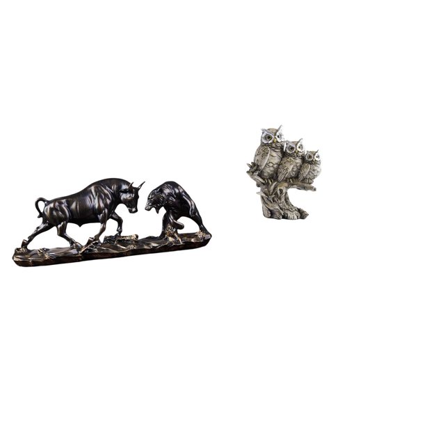 Estatua de escritorio,Figura decorativa de pelea de toros y osos,Colecciones de esculturas de toros,artesanía de resina,decoración,Figuras de búho,Figuras de búho,animales