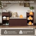 thumbnail image 4 of Aukfa 3pcs Storage Shoe Bench Set with Cushioned Seat, Entryway Organizer with Open Shelves & Cubbies,Espresso, 4 of 7