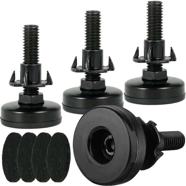4 Pack Furniture Levelers Heavy Duty Furniture Leveling Feet Adjustable Furniture Legs for Cabinets Tables Chairs Sofa Raiser with 4 Felt Pads & T-Nut Kit 3/8”-16 Thread Support 1320 LB