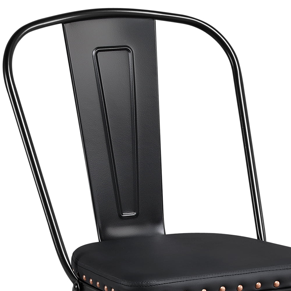 Alden Design Industrial Metal Studded Dining Chair with Cushion, Set of 4, Black